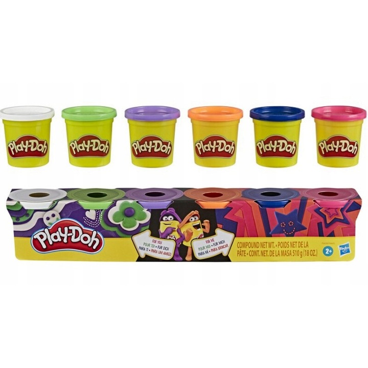 6 db-os Hasbro modellezőgyurma készlet, többszínű, 7x38x6cm, 2+ éves kortól