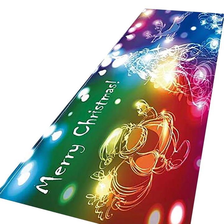 Килимче, Коледно, 120х40 см, Фланелен материал, За закрито, Многоцветно