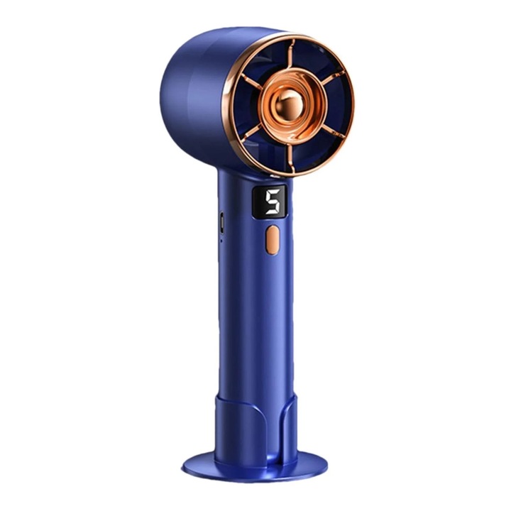 Преносим ръчен вентилатор, USB презареждаем, 5 скорости, дигитален дисплей, висока мощност, за пътуване, къмпинг