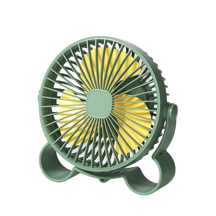 Мини преносим вентилатор, USB, 3 скорости, 4.5W, зелен, за офис, дом, пътуване