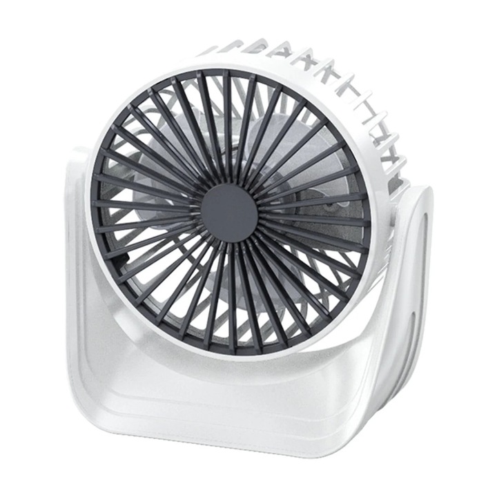 Мини настолен вентилатор, USB, преносим, 3 скорости, бял