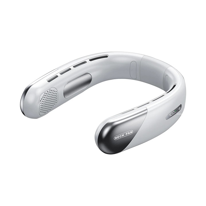 Преносим вентилатор за врата, 5 скорости, 2000mAh батерия, сгъваем дизайн, бял