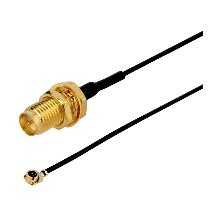 Cablu adaptor RF (pigtail) uFL RP-SMA 50mm pentru conectare modem la antena GSM GPS LORA