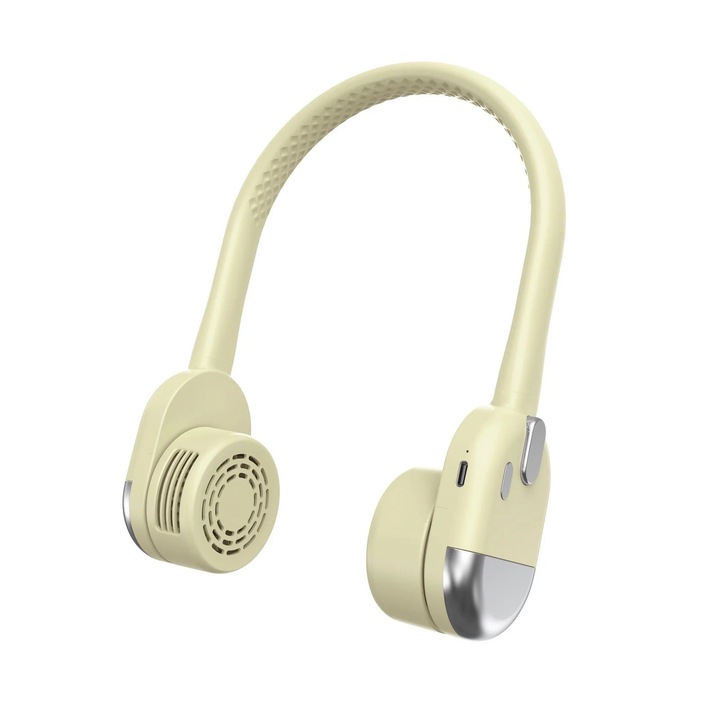 Вентилатор за врат, 3 скорости, преносим, USB, 35x9x6см, бежов