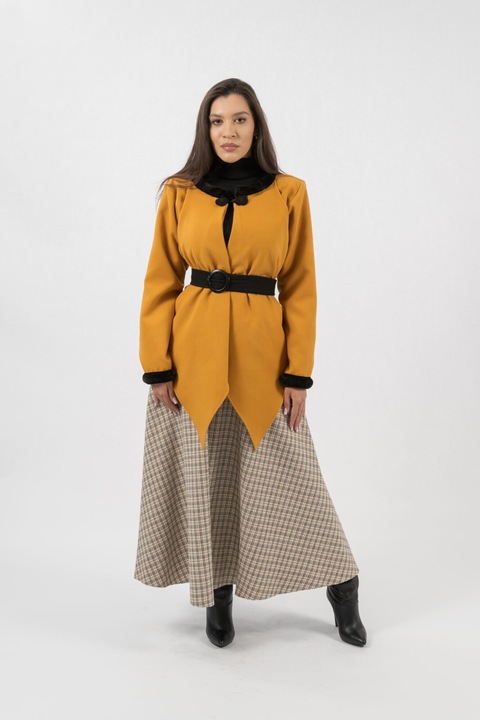 Compleu Elegant Bluza Fusta si Jacheta Galbena Elisa - 5XL
