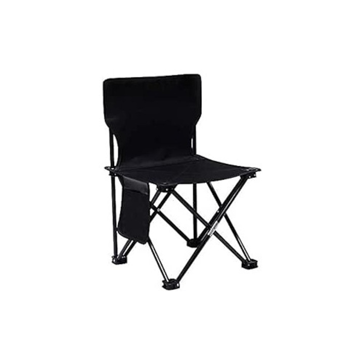 Къмпинг стол, сгъваем, рамка от неръждаема стомана, черен