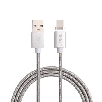 Cablu de date Tellur Magnetic, USB Type-C, 1m, 2.1A, Argintiu Cablu de date Tellur Magnetic, USB Type-C, 1m, 2.1A, Argintiu