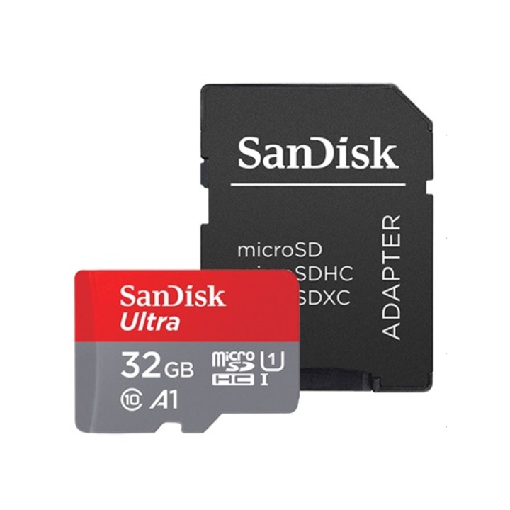 Card de memorie SanDisk Micro SD Ultra A1, 32GB, Class 10, Full HD + Adaptor