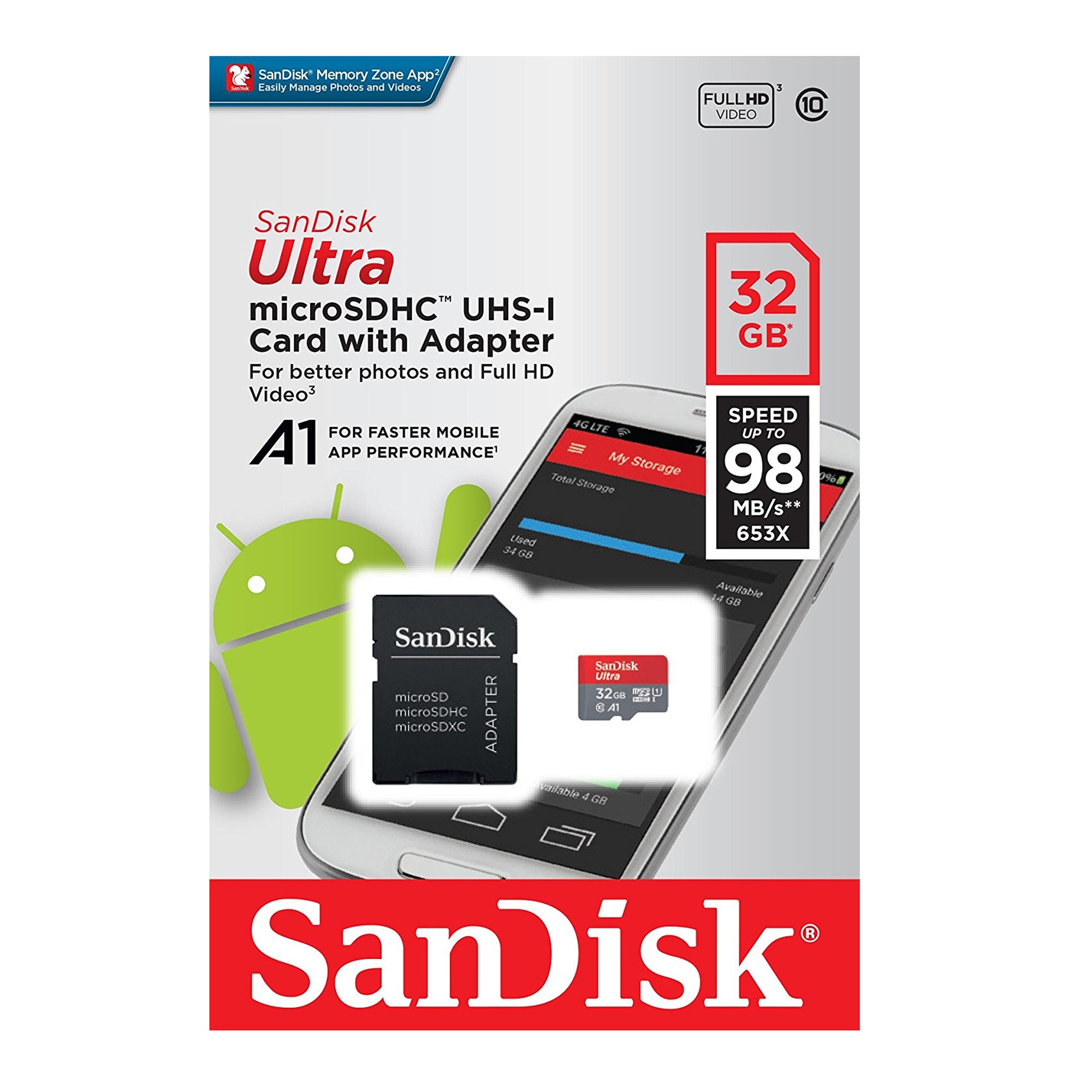 temper Lock Springboard Card de memorie SanDisk Micro SD Ultra A1, 32GB, Class 10, Full HD +  Adaptor - eMAG.ro