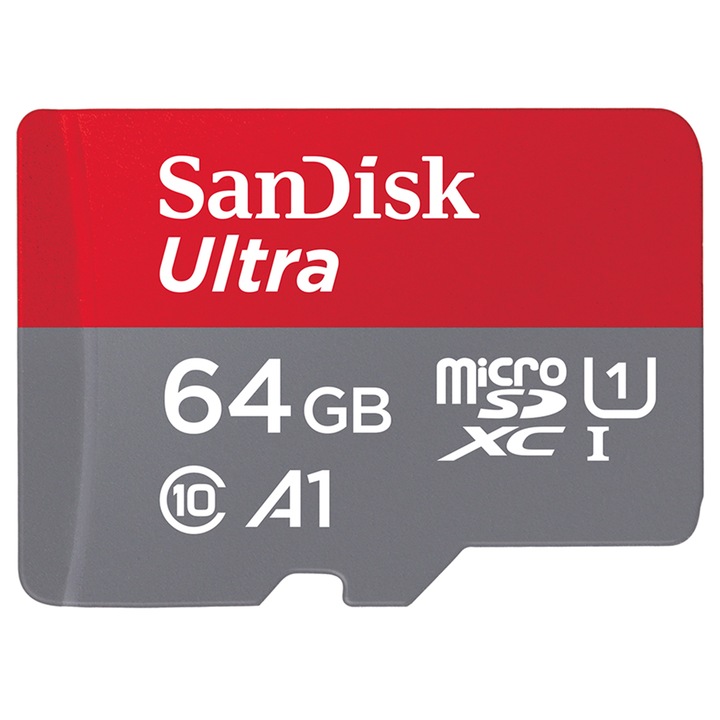 Card de memorie SanDisk Micro SD Ultra A1, 64GB, Class 10, Full HD