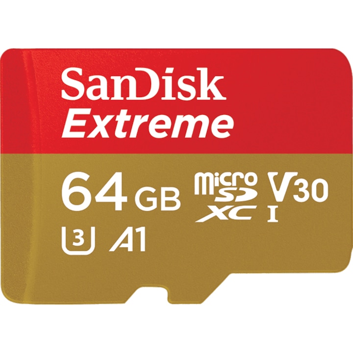 Карта памет SanDisk Micro SD, 64GB, UHS-I U3, Class 10 + Адаптер SD