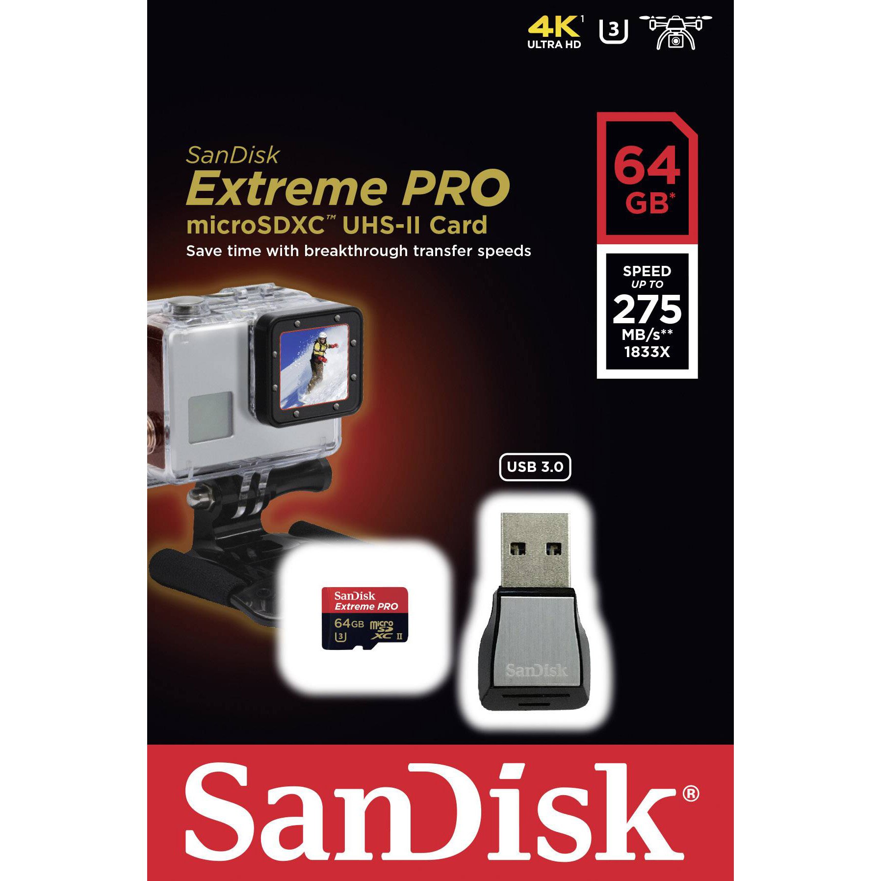 Karta Pamet Sandisk Micro Sd Extreme Pro Sdxc 64gb Uhs Ii Class 10 Adapter Sd Emag Bg