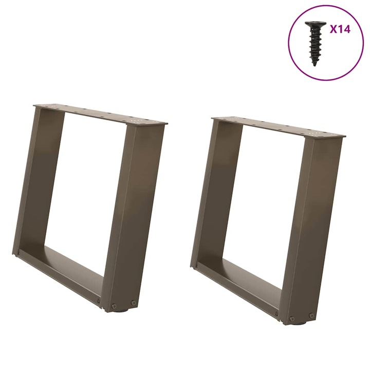 Picioare pentru masuta de cafea in forma de U vidaXL, 2 buc., otel natural, 60 x (42-43) cm 10.15 kg