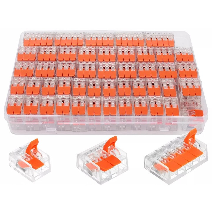 90 db elektromos csatlakozó készlet Wago 221-hez, kompakt, 250V, 32A, 0,14-4,0 mm