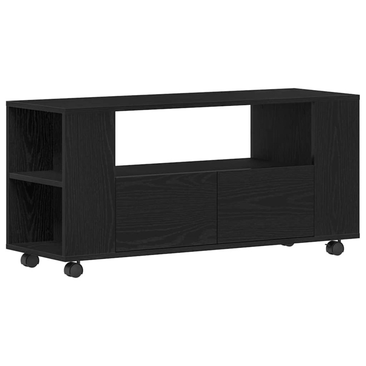 vidaXL fekete tölgy szerelt fa TV-szekrény kerekekkel 102x34,5x43 cm 21.55 kg