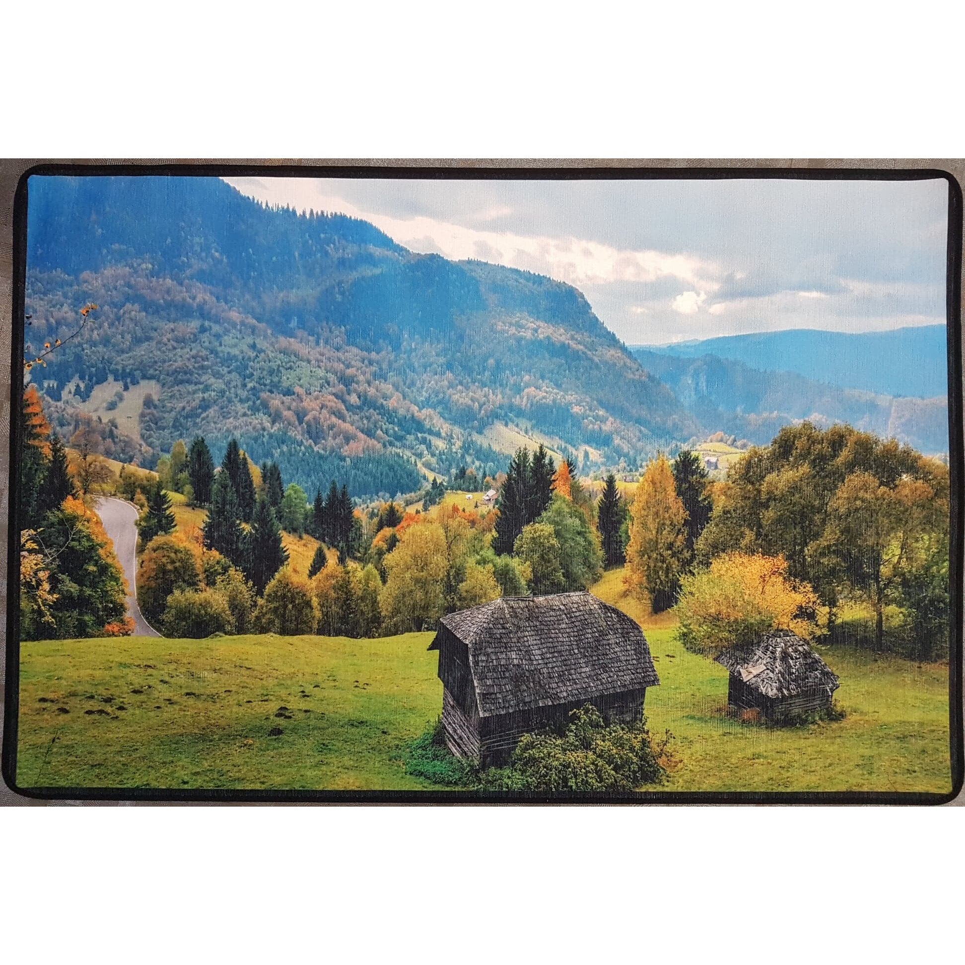Covor de bucatarie Prestige 4916, desen casa pe deal, tip schenille printed 80x120 CM, gramaj 1250g/mp