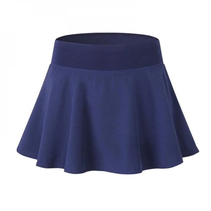 Fuste sport dama, bleumarin, material poliester, set cu pantaloni scurti interiori, stil sportiv, M INTL