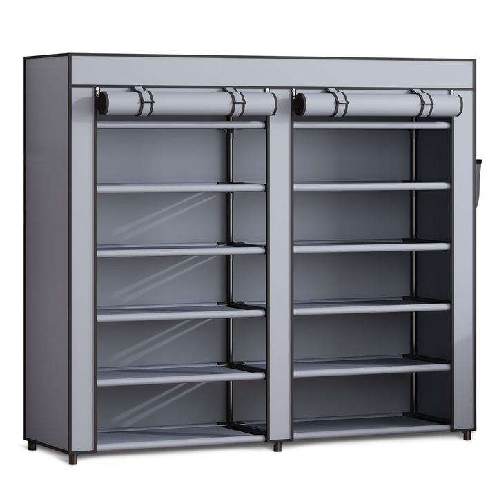 Massido cipős szekrény, 10 polc, 120x30x110cm, szürke