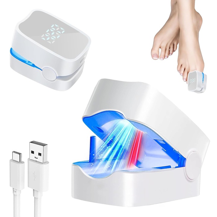 Tratament cu laser pentru ciuperci de unghii Dispozitiv cu lumina LED - Tratament cu unghii fungice, Tratament cu laser pentru ciuperci de unghii, Tratament cu ciuperci de la picioare, Alb