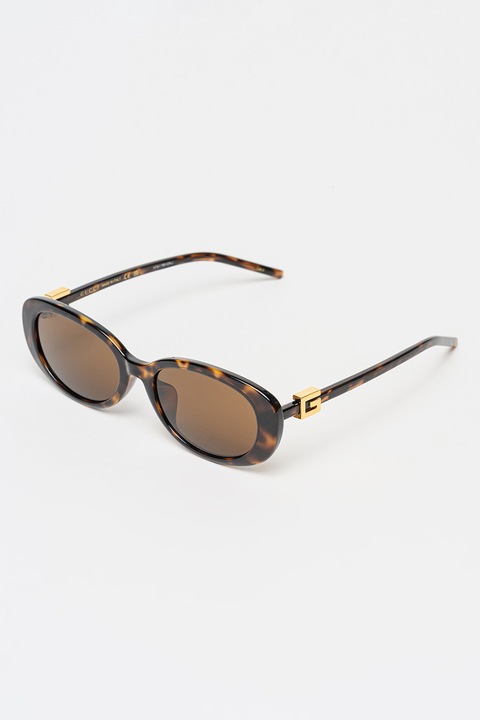 Gucci, Ochelari de soare patrati cu model, Auriu, Maro, 55-18-145