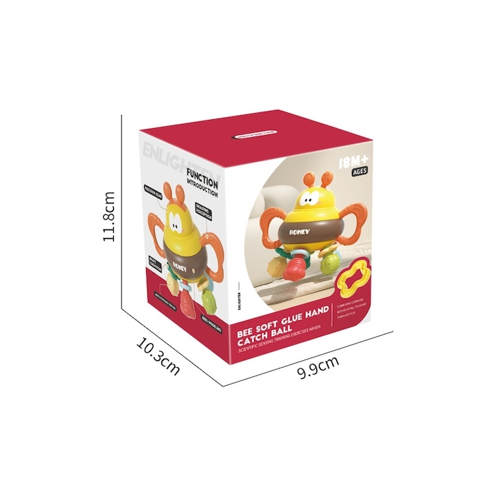 Érzékelő méh fogzási játék babáknak, Montessori típusú, fogáshoz és rágáshoz