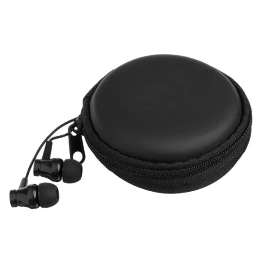 Casti audio In Ear pentru telefon, compatibilitate universala, Jack 3.5mm, husa de depozitare inclusa, 1.2m, Negru
