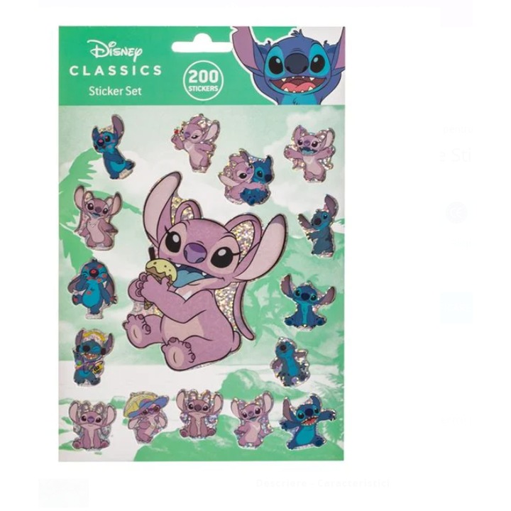 Jegyzetfüzet 200 matricával, különböző méretű és kivitelű, Stitch karakterrel, Többszínű