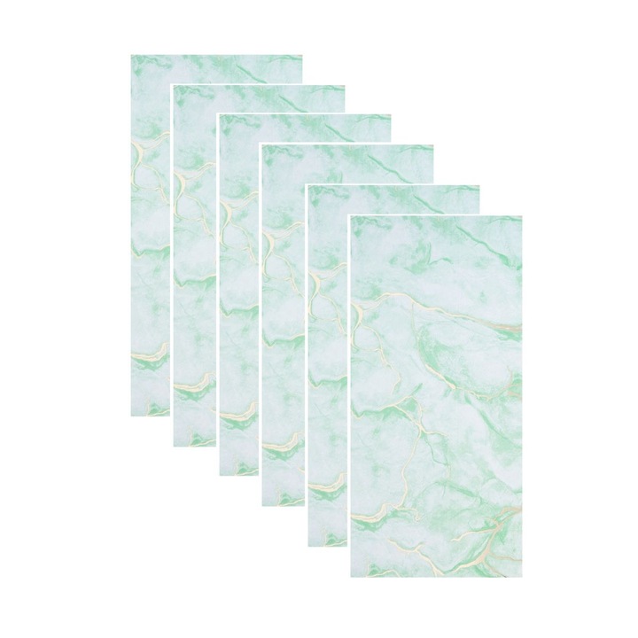 Комплект от 6 самозалепващи се декоративни пана с алуминиево фолио, мраморен ефект, покрита площ 1,08 м², Naimeed D7122, 60x30 см, светлозелен
