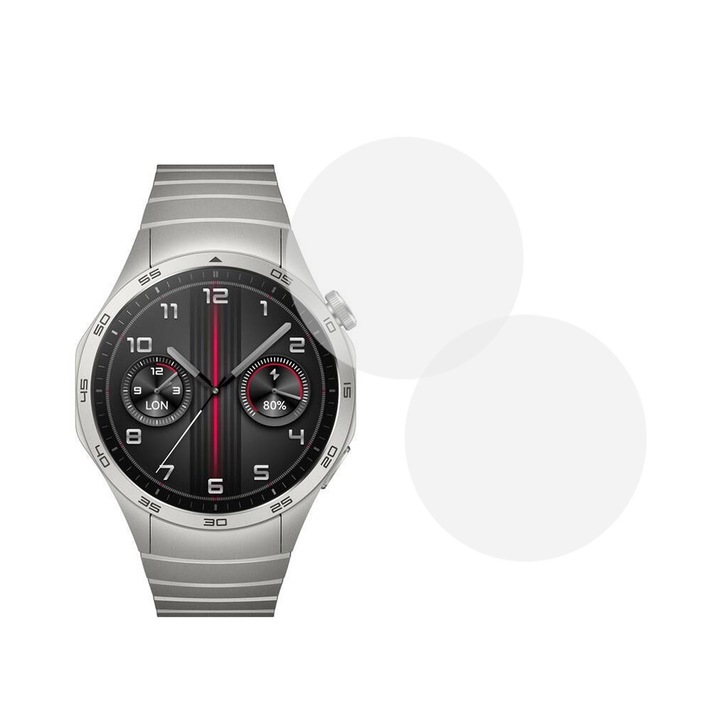 Комплект от 2 фолиа, съвместими с Huawei Watch GT 4 46 mm, Commando Shield Full Glue, Възобновяем хидрогел силикон, Anti-shock и против счупване, SlimLine NanoShield, Transparent