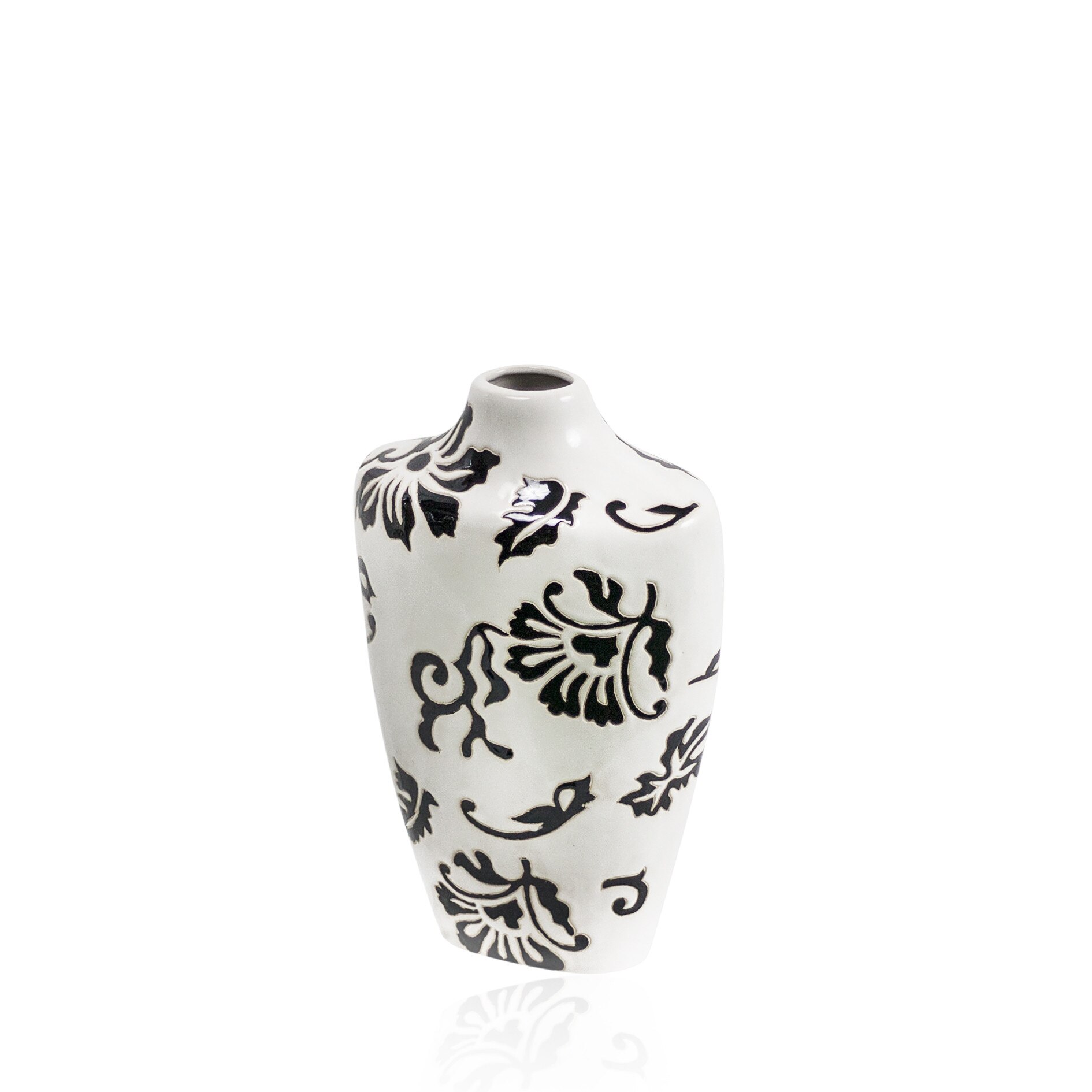 steam Overcast Shopkeeper Vaza ceramica alb/negru, model floral, 29x17x43 cm - eMAG.ro