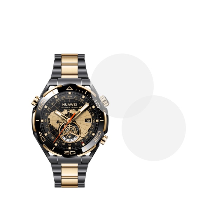 Комплект от 2 фолиа, съвместими с Huawei Watch Ultimate Design, Commando Shield Full Glue, Възобновяем хидрогел силикон, Anti-shock и против счупване, SlimLine NanoShield, Transparent