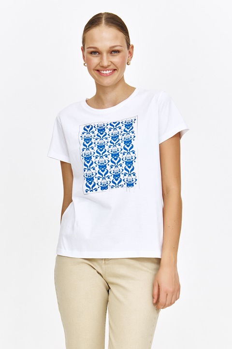Top Secret, Tricou cu imprimeu grafic, Albastru royal/Alb optic