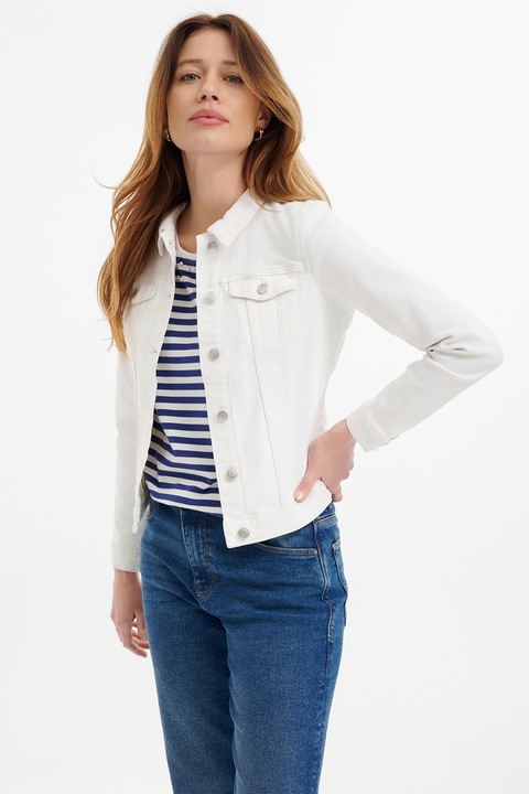 GreenPoint, Jacheta de denim cu buzunare pe piept, Alb murdar