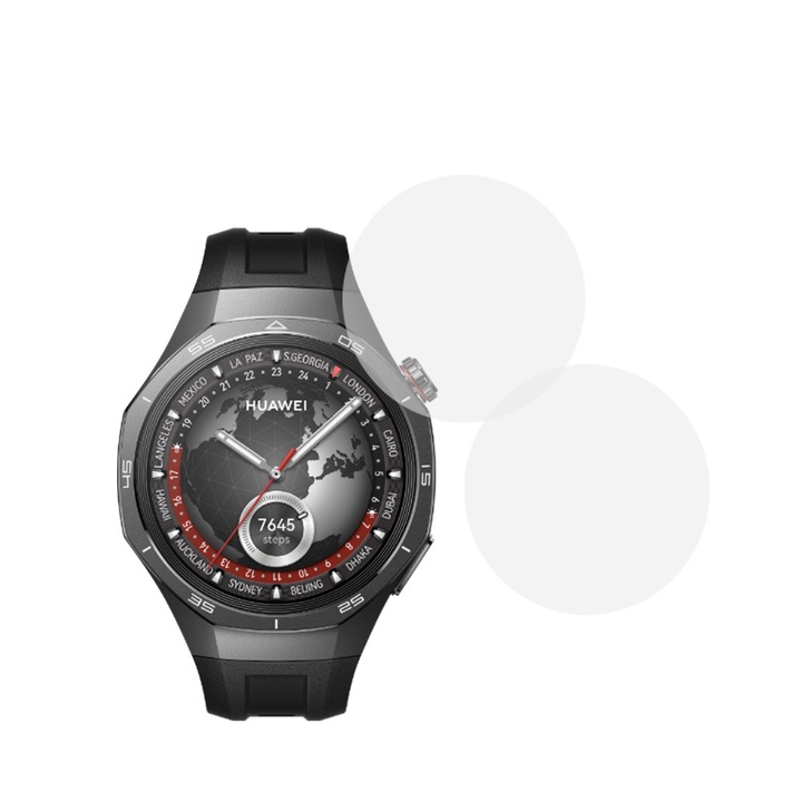 Комплект от 2 фолиа, съвместими с Huawei Watch GT 5 Pro 46 mm, Commando Shield Full Glue, Възобновяем хидрогел силикон, Anti-shock и против счупване, SlimLine NanoShield, Transparent