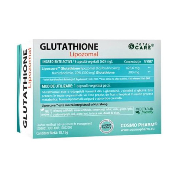 Glutathione Lipozomal, Cosmo Pharm, 30 capsule - eMAG.ro