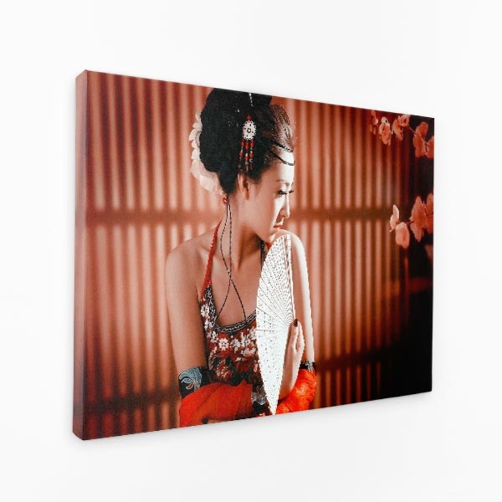 Картина върху платно - Азиатски почитатели на красотата Самостоятелна червена рокля Рисувани цветя - 100x50 cm