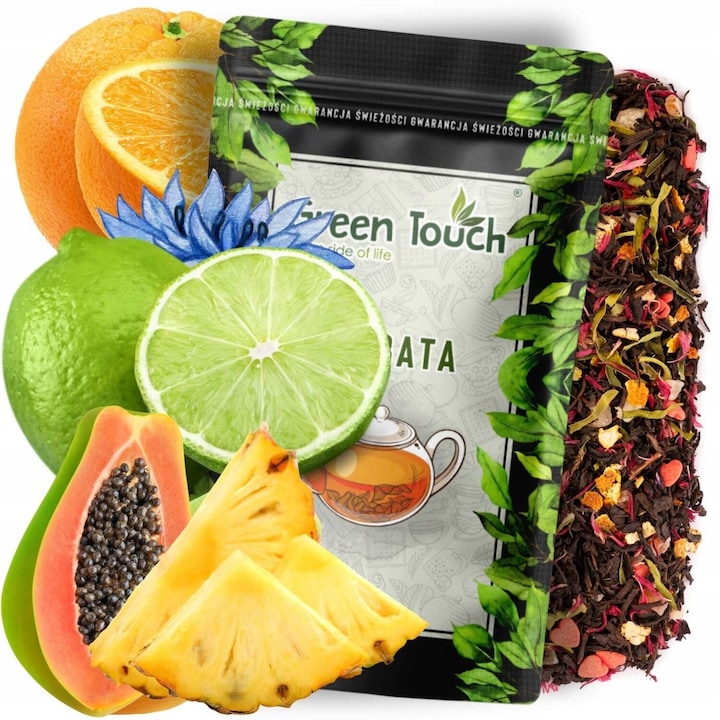 Черен чай Kwiat Kobiecosci, Green Touch, 50 г, вкус на ананас и папая, трайна опаковка