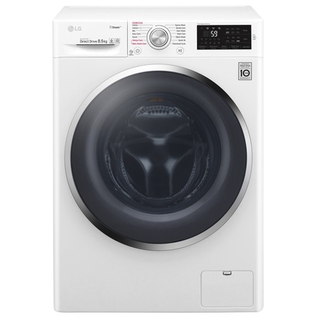 Masina de spalat rufe LG F4J6EY2W, 8.5 kg, 1400 RPM, Clasa A+++, Afisaj LED, Steam, Inverter Direct Drive, 6 Motion, Functii Smart, NFC, 60 cm, Alb