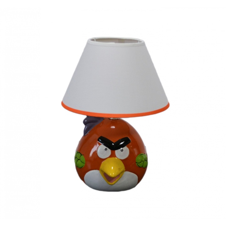 Gyermekkerámia éjszakai lámpa, 28 cm, E14, 40 W, Angry Birds modell, narancssárga színű, Boboshop