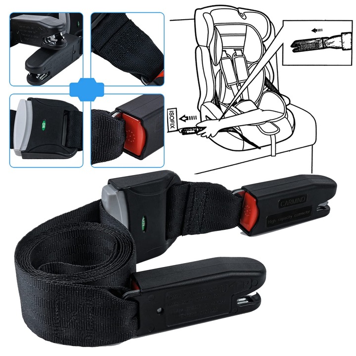 ISOFIX autósülés-heveder, állítható visszahúzható rögzítőheveder, sokoldalú rögzítőheveder, kompatibilis az általános ISOFIX gyermekülésekkel, reteszelő felületű rögzítőhevederek, 15000 N feszültségnek ellenálló, WALALLA