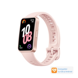 Brățară fitness Huawei Band 10, Android /iOS, Pink Durable Polymer Materials Body with Pink Fluoroelastomer Strap