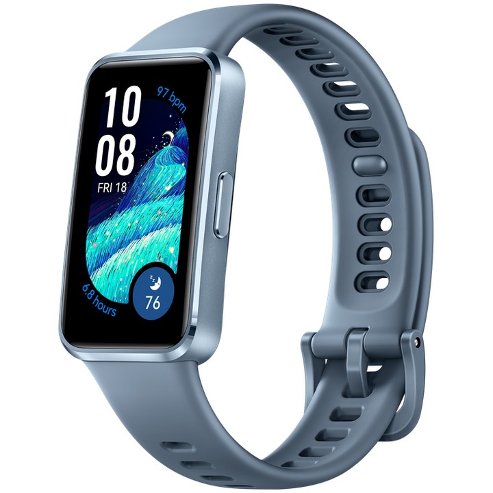 Bratara fitness HUAWEI Band 10, Android /iOS, Blue Aluminum Alloy Body with Blue Fluoroelastomer Strap