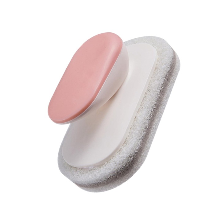 Perie de curatare PowerScrub Pro, design cu trei straturi, culoare roz, dimensiuni compacte