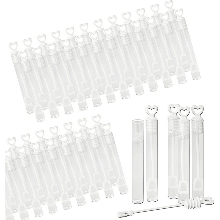 Bule de sapun pentru petrecere, recipient cu maner inima, transparent, 10x3cm