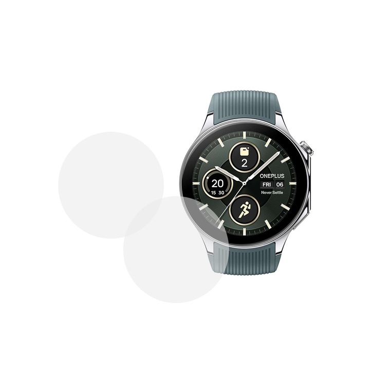 Set 2 x Folie compatibila cu OnePlus Watch 2, InvisiFlex Full Glue, Silicon hydrogel regenerabil, Anti soc si anti spargeri, SlimLine NanoShield, Transparenta
