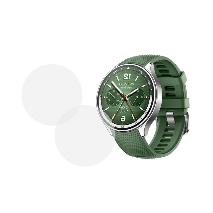 Set 2 x Folie compatibila cu OnePlus Watch 2 (eSIM), InvisiFlex Full Glue, Silicon hydrogel regenerabil, Anti soc si anti spargeri, SlimLine NanoShield, Transparenta