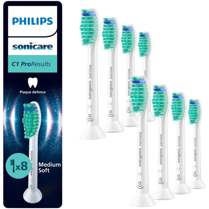 Philips Sonicare Pro Results HX6018/87 tartalék fogkefefej, 8db, Standard, Click-on, BrushSync, Fehér