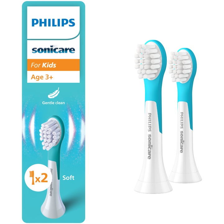 Rezerve Philips Sonicare Kids Compact HX6032/90, pachet de 2 capete de periere, Standard, click-on