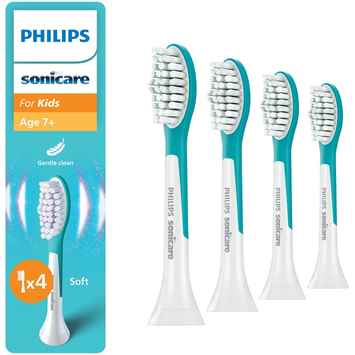 Rezerve Philips Sonicare Kids Standard HX6044/90, pachet de 4 capete de periere, Standard, click-on