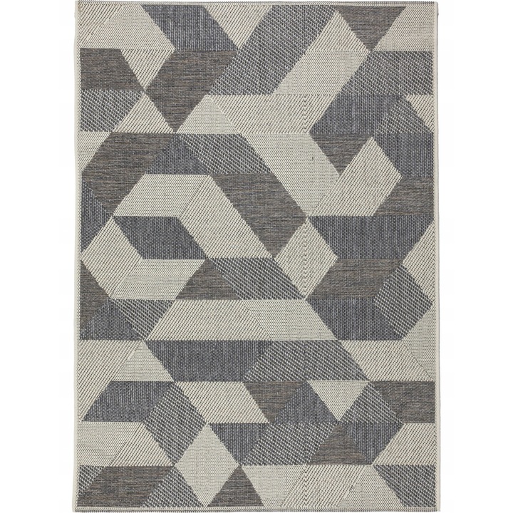 Covor Plat Tesut, E-Floor, Tekla, Geometric, 160 x 230 cm, Rezistent La Apa, Pentru Interior Si Exterior, Rezistenta La Conditii Meteorologice, Compatibil Cu Incalzirea Prin Pardoseala, Certificat Oeko-Tex, Bej